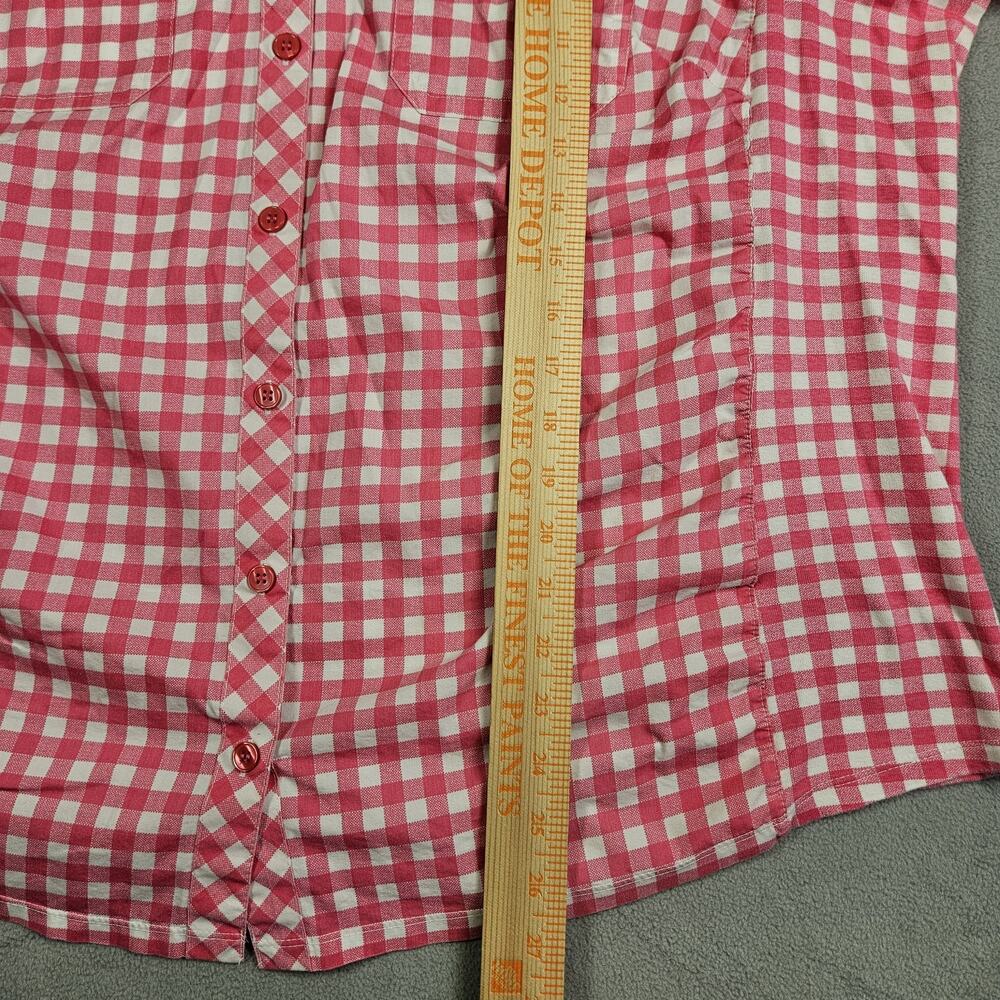 Croft & Barrow Button Down Shirt Womens Plus Size 2X Pink Checked Gingham Casual - Picture 11 of 12